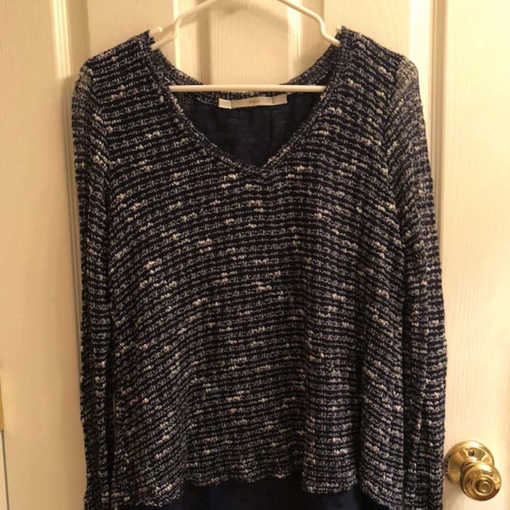 Gibson navy and white knit sweater